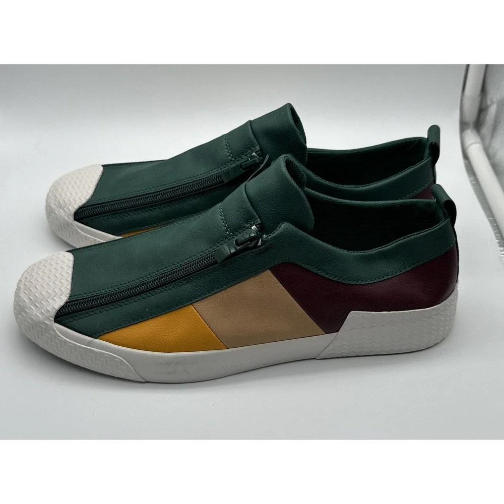 Men Color Leather Shoes Slip on Loafers Shoes Soft Sole Casual Pump Shoes